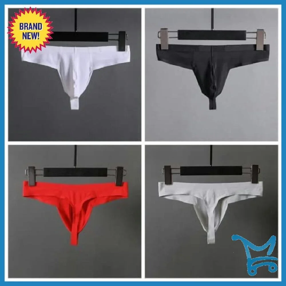 Ultra-Thin Ice Silk Men's Thong Seamless Low Waist Briefs S-XL